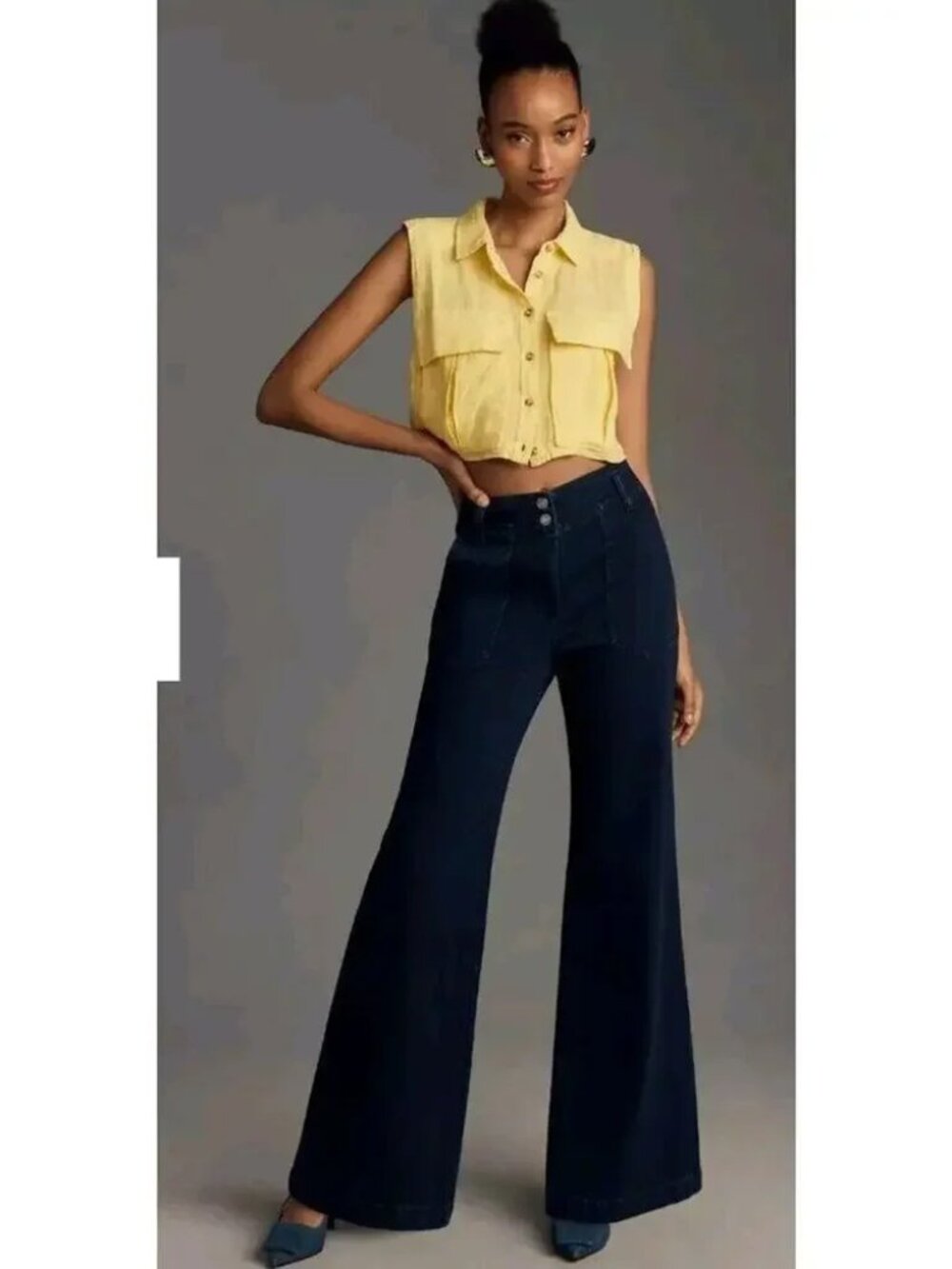 Anthropologie Maeve Naomi High-Rise Wide Leg Jeans, 33